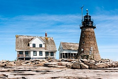 Mount Desert Rock Light with Old Keeper's Buildings Behind
